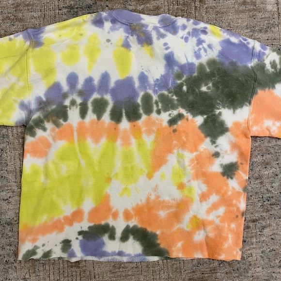 Girls Tie Dye Crewneck with Cut Bottom and Summer Camp Design - Picture 3 of 5